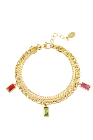 Armband mit zweifarbigen Steinen – Goldfarbe - Goldfarbefarbe h5 
