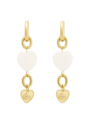 Earrings different hearts - Silver Color color h5