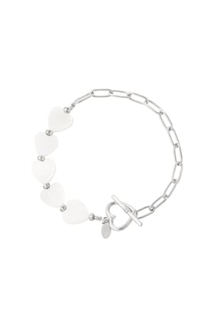 Bracelet with shell hearts - Silver Color color h5