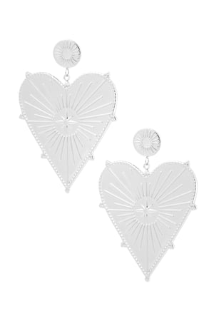 Earrings large heart charm - Silver Color color h5