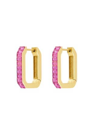 Earrings elongated stones - Gold color/white h5 
