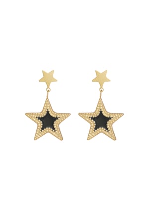 Earrings double star - Gold color/blue h5