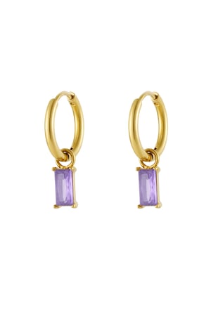 Earrings elongated stone - Gold color/white h5
