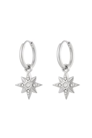 Earrings star with stones - Gold color/white h5 