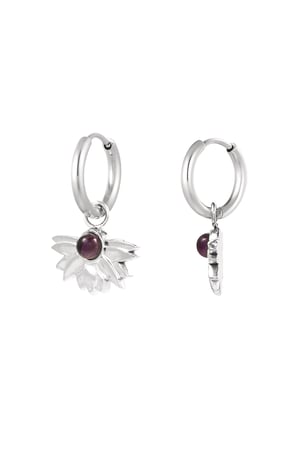 earrings half flower with stone h5 