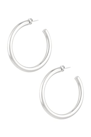 Earrings basic round medium - Silver Color color h5