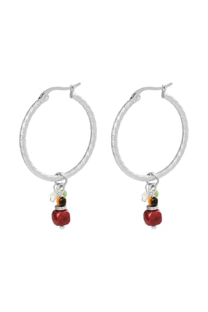Earrings charm party - Silver color/red h5