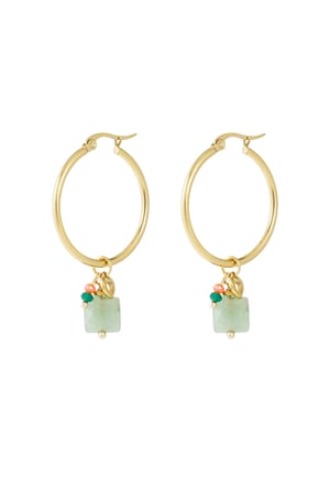 Earrings beads bundle - Gold color/green h5
