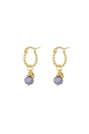 Earrings twisted purple stone - Silver color/purple h5