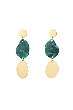 Earrings aesthetic coins - Gold color/green h5