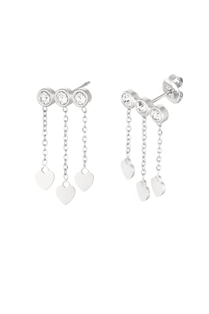 Orecchini cuori e pietre - Colore oro/bianco h5 