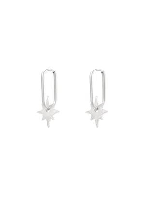 Elongated earrings with star - Silver Color color h5