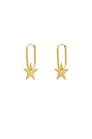 Elongated earrings with star - Silver Color color h5