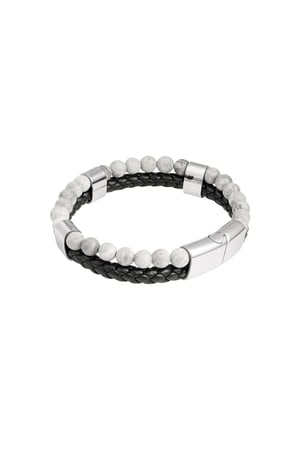 Herrenarmband mit doppeltem Zopf und Perlen – grau h5 Bild2