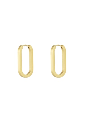 Basic oval earrings large - Silver Color color h5