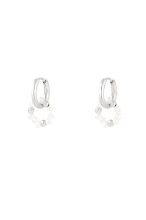 Earrings pearl sun - Silver Color color h5