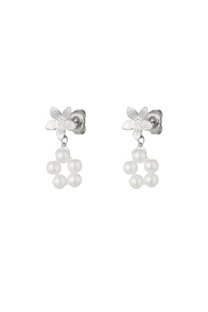 Earrings pearl flower - Silver Color color h5