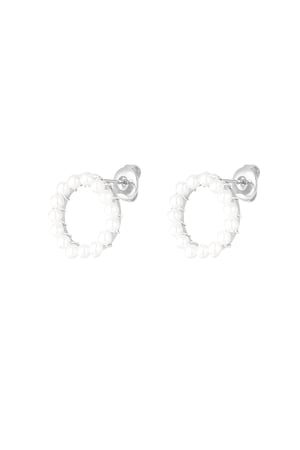 Round earring with pearls - Silver Color color h5 
