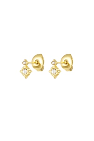 Chic earring with double rhinestones - Silver Color color h5 