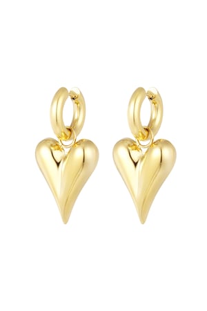 Earrings with heart pendants large - Silver Color color h5 