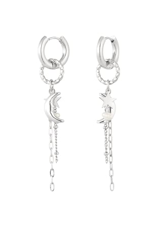 Ohrringe mit Stern, Mond und Perle – Goldfarbe - Goldfarbefarbe h5 
