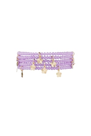 Double bracelet with flower charms - pink/Gold color h5