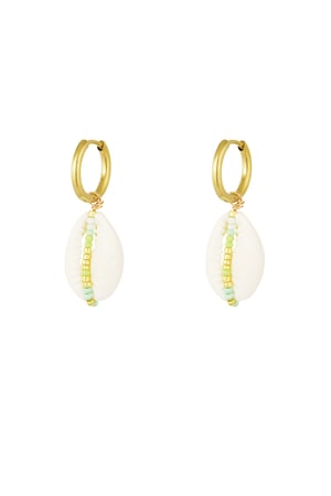 Stainless Steel Drop Earrings with Seashell and Glass Beads - Multicolored h5