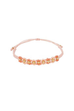 Bracciale intrecciato con fiori - rosa/Colore oro  h5