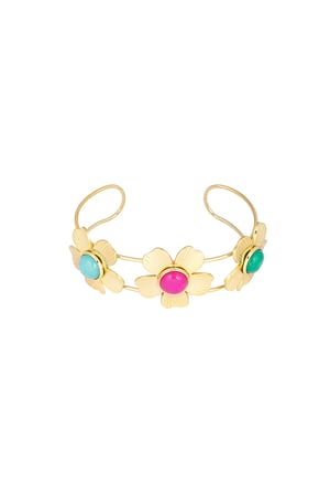Böhmisches Blumenarmband mit Steinen – Goldfarbe - Goldfarbefarbe h5