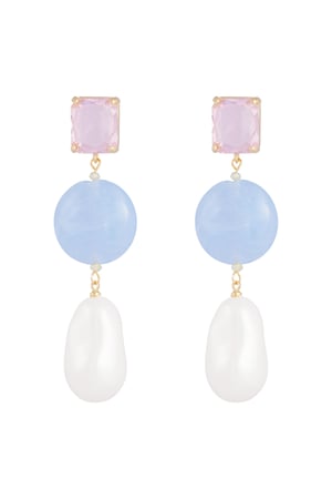 Earrings vintage pearls - blue purple h5