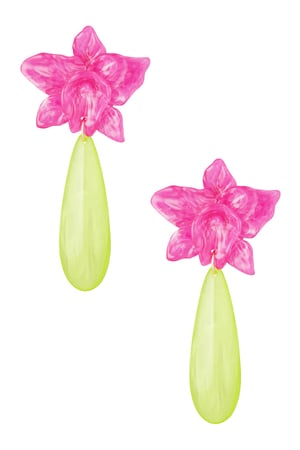 Lily earring with green drop h5