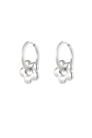 Basic flower charm hoop earrings h5 