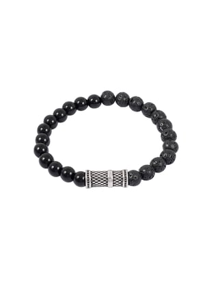 Cooles Herrenarmband mit Perlen - schwarz/grau  h5 