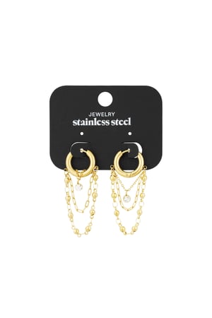 Ohrringe mit Kette - Goldfarben h5 Bild2