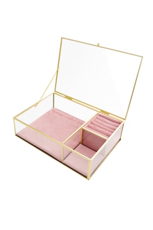 Glasdisplay mit drei Fächern – rosa h5 