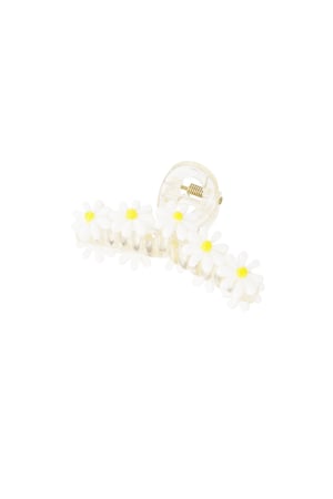 Hair clip curl white flowers h5