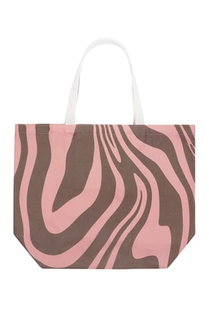 Shopper in tela stampa zebrata - marrone rosa h5