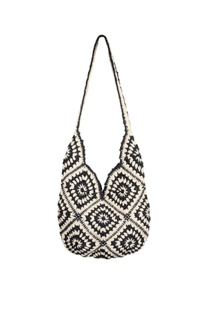 Bohemian Hobo bag - beige & white h5