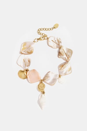 Bracelet with shells and sea charms beige h5 