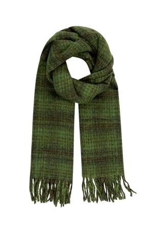 Checked warm winter scarf - green purple h5 