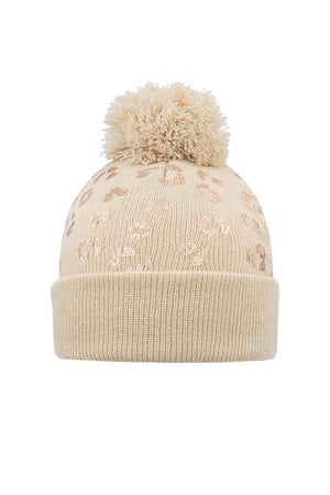 Bommelmütze mit Tigermuster – Beige h5 