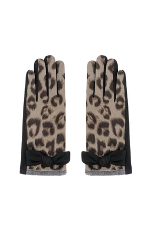 Leopard chic gloves - black & beige h5