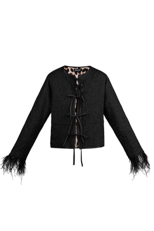 Feather jacket black panther print h5