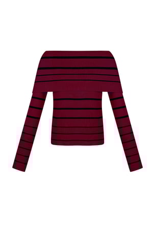 Gestreepte off shoulder top - Zwart & rood h5 Afbeelding3
