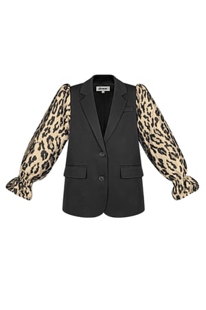 Girly Blazer Pantherärmel - Schwarz Braun h5 