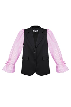 Blazer with striped blouse sleeves - black & blue h5
