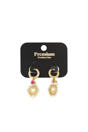 Earrings with heart and beads Gold Color Stainless Steel h5 Picture5