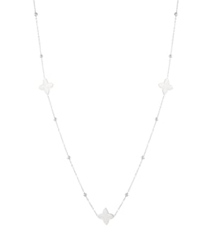 Long necklace with five flowers - Silver Color color h5 