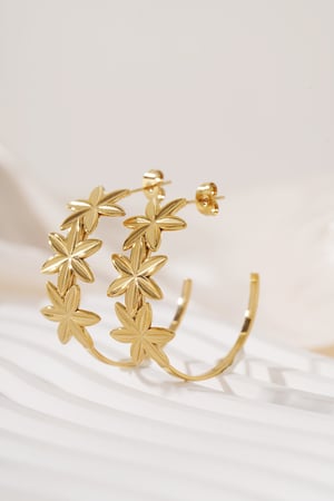 Hoop earrings adorned with flowers h5 Picture3