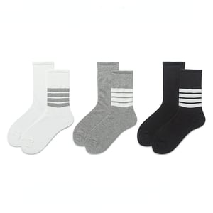 1 Pair Of Sports Striped Cotton Women's Mid Calf Socks h5 Picture3